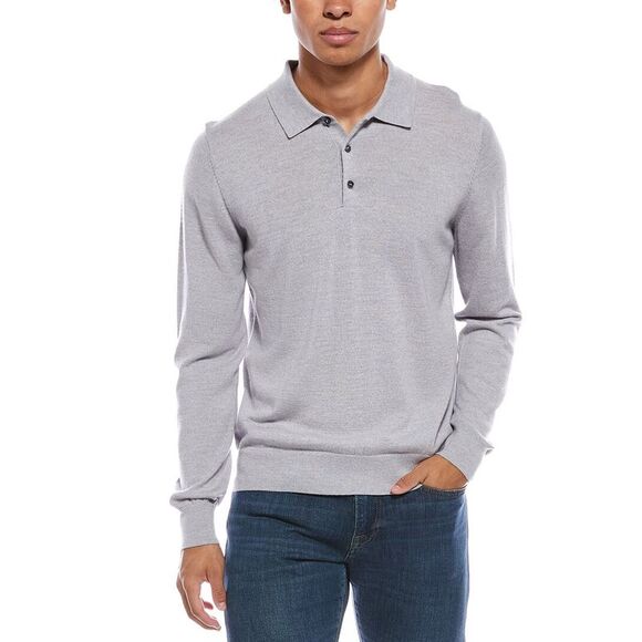 Mette MensMerino Wool Polo Sweater, Grey